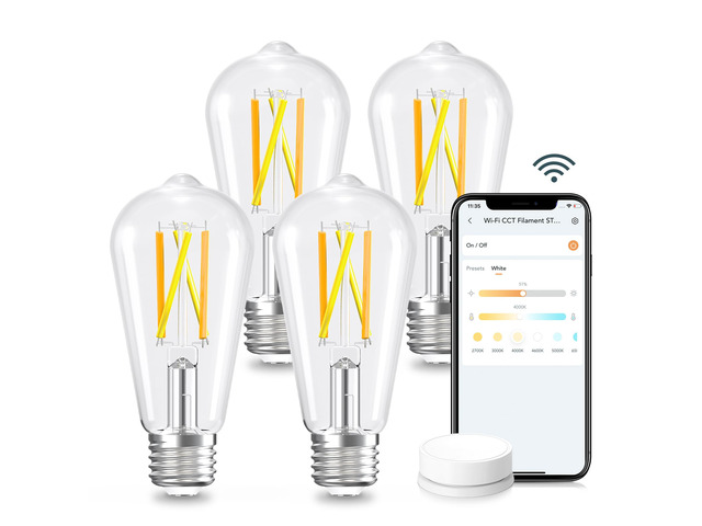Smart Edison Light Bulb, ST19 (58) Vintage Bulb, 4 Pack with Remote Works with Alexa/Google Home, 2700K-6500K Warm White to Daylight LED Filament...