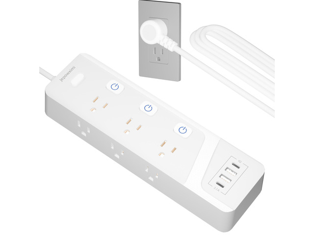Surge Protector Power Strip with Individual Switches - 6 Wide Spaced Outlet 4 USB Ports(2 USB C), 10ft Extension Cord with Switch On/Off, 1500J,...