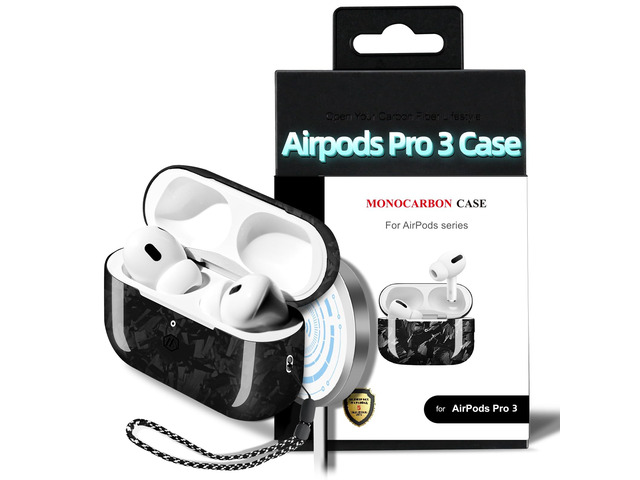 Real Forged Carbon Fiber Case for AirPods Pro 3, Slim Protective Hard Cover with Lanyard, Compatible with MagSafe, Scratch-Resistant &...