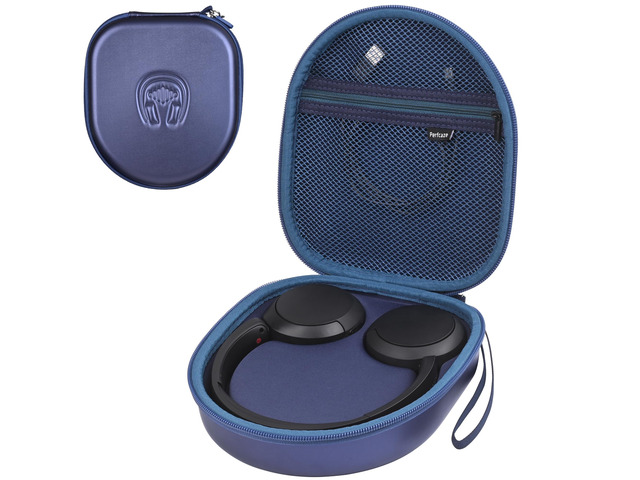 Hard Headphone Case for Sony WH-CH520 / JBL Tune Live 670NC, Blue Protective Carring Storage Case for Over-Ear Headphones, with Handle Strap & Mesh...