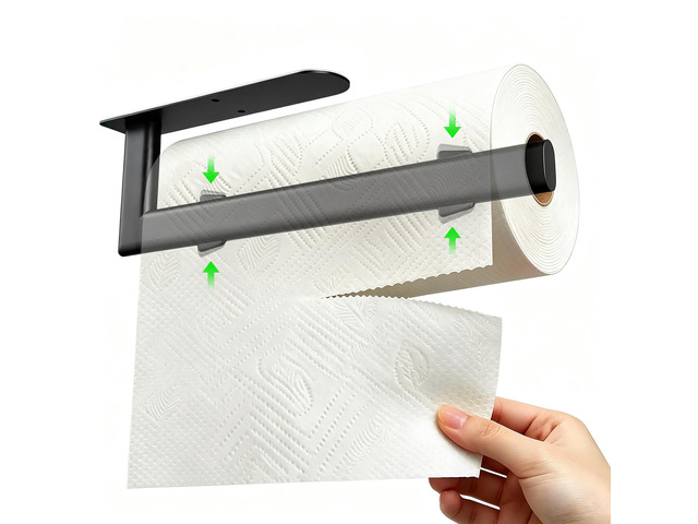 Paper Towel Holder Under Cabinet Self Adhesive & Drilling, Prevent Slipping Black Paper Towel Holder, Stainless Steel Papertowel Holder for...