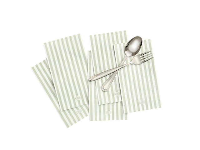 Striped 100-Count Luxury Disposable Napkins, European Stripes Design Green 2-Ply Tableware, Linen-Feel Paper Guest Towels, Elegant Soft &...