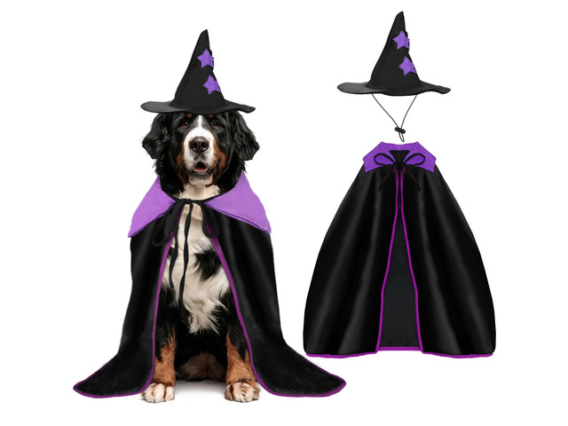 YUEPET Extra Large Dog Witch Costume Set, Halloween Cloak Hat for Big Dogs
