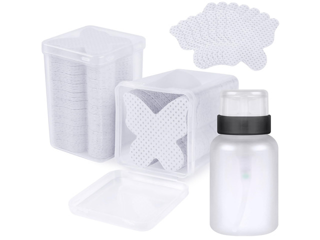 400pcs Nail Cotton Pads 1 Pull-Off Pump-Style Bottle Suitable for Nail Care Wipes, Nail Cleaning Pads, Mascara Extension Glue Cleaning Wipes, and...