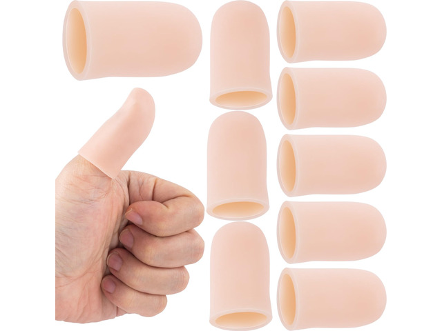 10PCS Silicone Finger Protectors, Gel Finger Support Cots, Fingertips Protection, Finger Sleeves, Short Thumb Guard for Finger Arthritis Cracking...