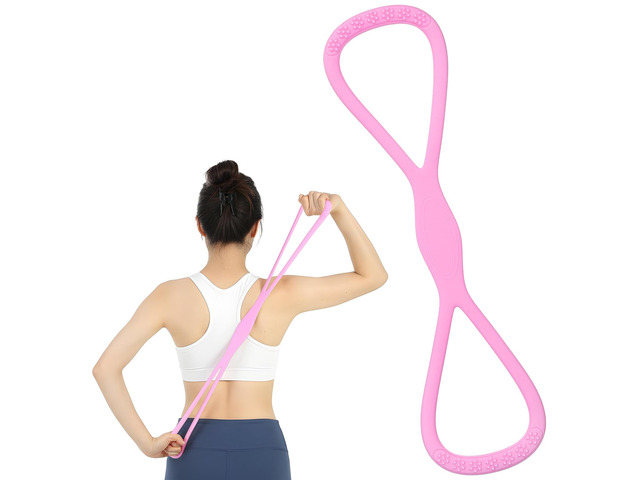 Figure 8 Resistance Bands with Handles 15 Lb Silicone Stretch Bands for Yoga Pilates Arms & Back Stretch Women Men Working Out Home Gym Yoga Core...