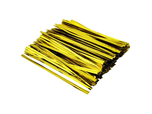 400 Pcs Metallic Twist Ties 4-Inch, Foil Twist Ties for Bread Bags, Candy Bags, Gift Bags, Snack Bags, and Party Favor Wrapping (Gold)