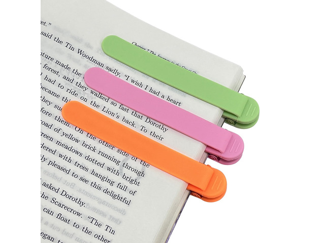 3Pcs Automatic Bookmark, Silicone Smart Book Marks for Reading Women, Men, Kids - Cute Unique Book Markers - 1 Green+1 Pink+1 Orange