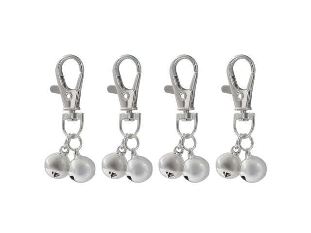 4 Pack Silver Metal Collar Bells for Dog Training - Heavy Duty Snap Cat Collar Accessories with Mini Silver Bells Pet Training Collars Charm for...