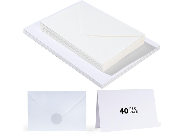 40-Pack Blank Cards and Envelopes, 4x6 Blank Cards, for Blank DIY Greeting Cards, Christmas Invitations, Birthday Parties and Other Occasions