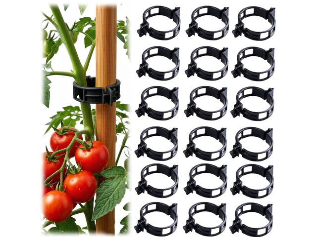 100pcs Black Plant Support Clips - Tomato Clips for String Trellis, Grape Vine Clips for Garden Netting Climbing Plants, Secured Plastic Plant Clip...