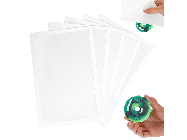 5 Pcs Thick Texture Fuse Bead Iron Cloth Edge-Sealing Iron Cloth for Fuse Bead Craft, Easy to Use, Reusable (11.81' x 7.87', White)