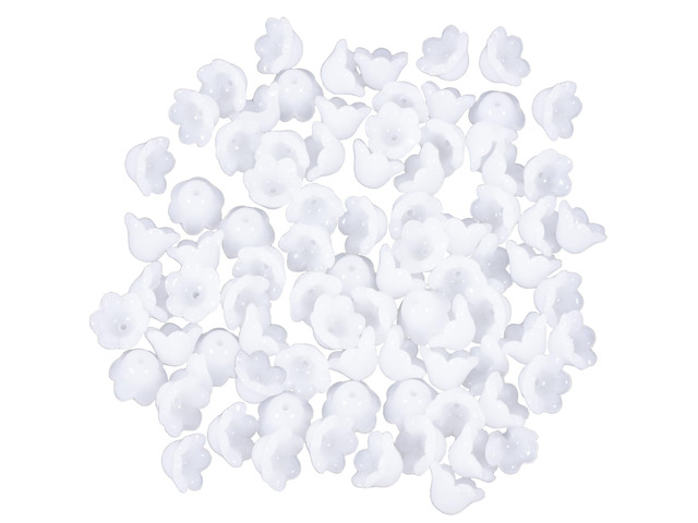 100pcs Trumpet Flower Beads, Glass Flower Beads for Jewelry Making, Mini Flora Charms for Making Necklace Bracelets Earrings Home Decor DIY Craft-...