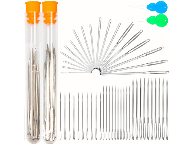 36pcs Large-Eye Blunt Needles and Sewing Needles Set, Yarn Tapestry Needle with Needle Threaders for Sewing Crochet Knitting Embroidery
