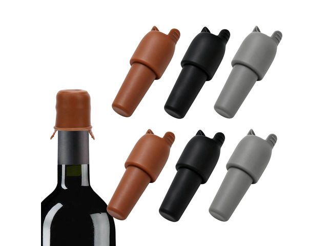 6 PCS Silicone Wine Stoppers, Reusable Dual-layer Bottle Sealer with Easy Grip, Preserve Freshness for Wine, Beer