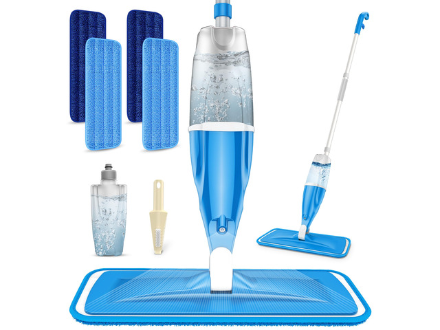 Spray Mop for Floors Cleaning: Hardwood Floor Mop Microfiber Wet Dust Mops Remove Pet Hair, 4 Washable Pads for Swiffer PowerMop, Flat Mop with...