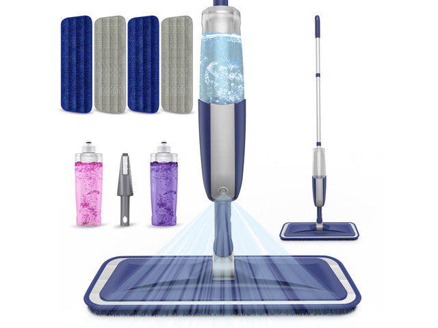 Spray Wet Mops for Floor Cleaning: Hardwood Floor Mops with 2 Bottles 4 Washable Pads for Swiffer PowerMop, Flat Mop Multi-purpose, Commercial Dust...