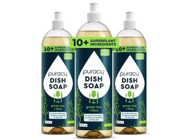 Dish Soap, Green Tea & Lime, Care for Your Dishes and Your Hands, 99.96% Plant-Based, Natural Liquid Dishwashing Detergent, Skin Friendly...