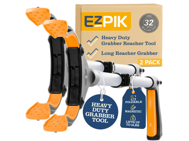 Grip Aid Tool Grabber Reacher + Magnets - Grabbers for Seniors, Trash Picker Upper Grabber - Trash Grabber Tool- Reacher Grabber Pickup Tool...