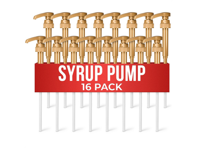 16 Pcs Coffee Syrup Pump, Compatible with Skinny, Torani, Davinci Syrup Pump for 25.4 Oz (750ml) Glass Bottles; Dispenses 0.3 Oz; Coffee Bar...