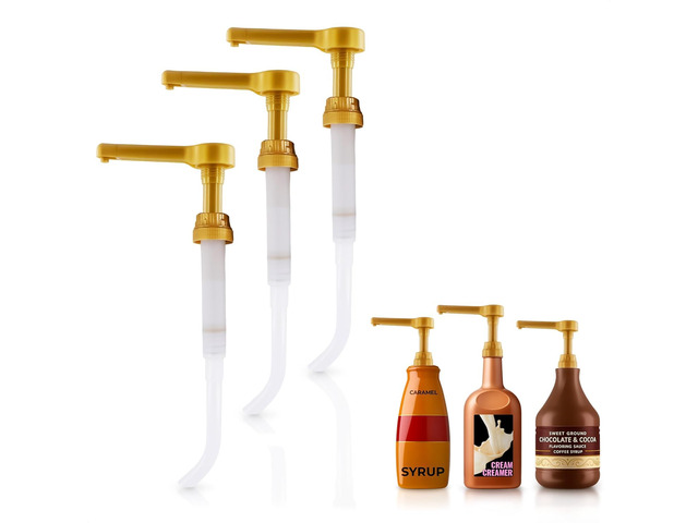 3 Pcs Sauce Pumps, Compatible with Torani, Davinci & Ghirardelli Sauce Pump Dispenser 0.5oz Each Press; Adjustable Long Tube, Lockable Design; for...