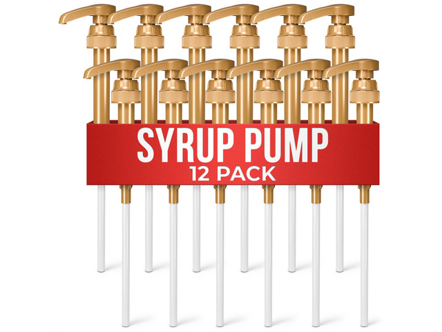 12 Pcs Coffee Syrup Pump, Compatible with Skinny, Torani, Davinci Syrup Pump for 25.4 Oz (750ml) Glass Bottles; Dispenses 0.3 Oz; Coffee Bar...