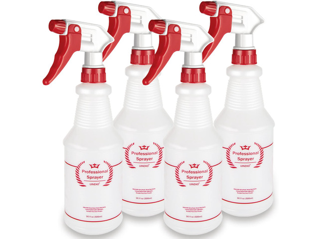 Empty Spray Bottles, Heavy Duty Sprayer, Mist & Stream, 4 Pack 16 Oz Professional Spray Bottle, Leak-Proof, Better Trigger, Measurements,...