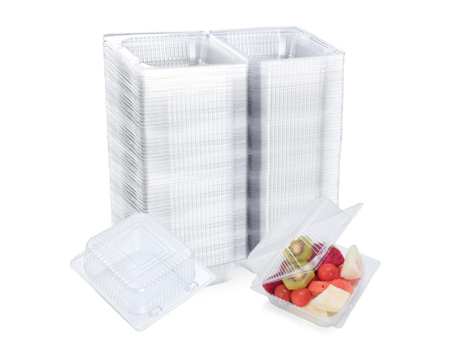 200 Count Heavy Duty Clear Clamshell Food Containers Hinged with Lids Disposable Plastic Sandwich Containers, Clam Shell Boxes for Cake Slice,...