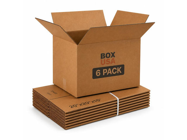Moving Boxes Holds 65lbs, 20'L x 20'W x 15'H (6-Pack) Large - Corrugated Cardboard for Shipping, Mailing, Packing, Packaging and Storage