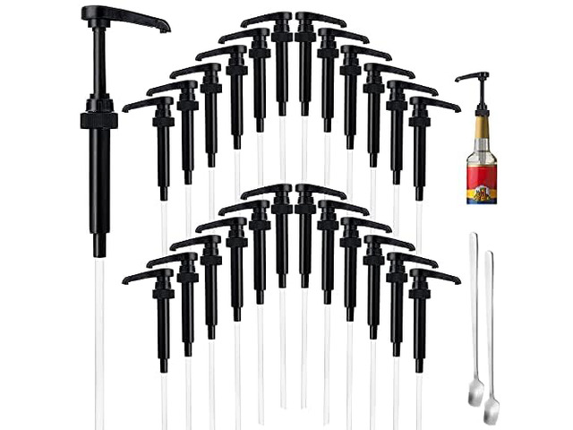 25 Pcs Black Coffee Syrup Pump Compatible with 25.4Oz/750ml Bottles Syrup Dispenser Pumps, Great for Home & Coffee Bar, Drinking Mixes, Tea,...