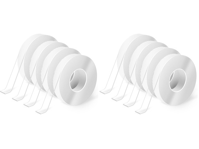 Double-Sided Tape (4-Roll of 10FT), Removable, Traceless, Washable, Reusable - Multipurpose Tape as Seen on TV (1/24' x 1/2' x 10', 4) (Pack of 2)