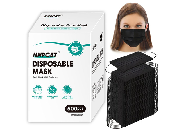 500PCS 3 ply black disposable masks filter mask