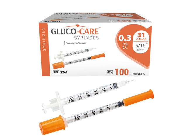 0.3 ml/cc Syringes 31G x 5/16' (8mm), Orange Cap,100 pcs/bx Fine Tip, Home & Lab Use, Clear Barrel, Bold Scale, Smooth Plunger Movement with...