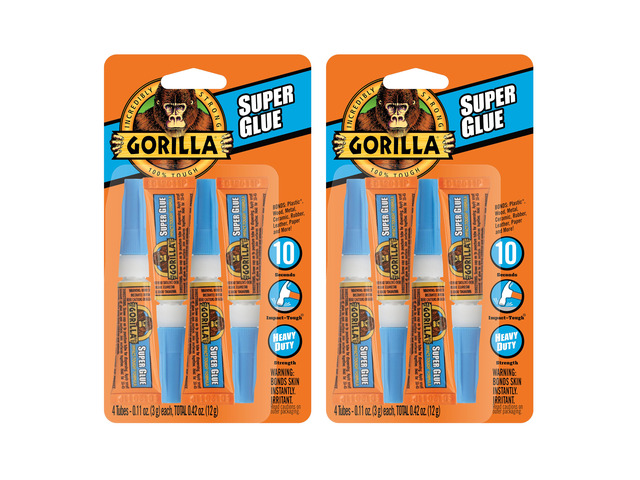 Super Glue, Clear Glue, Four 3 Gram Tubes (Pack of 2) - All Purpose and Fast Setting for Projects and Repairs