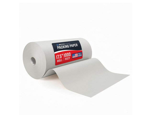 Large Newsprint Packing Paper Roll 1000'L x 17.5W, Made in USA 700 Sheets 17 Long Equivalent, Wraps Fragile Dishware, Newspaper Paper, Packaging,...
