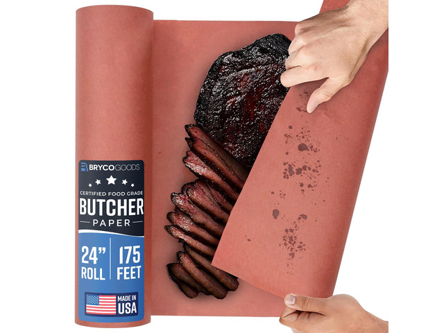 Pink Butcher Paper Roll for Smoker, 24' x 175', Made in USA Food-Grade, Unbleached, Uncoated & Unwaxed Peach Paper for BBQ, Grilling, Smoking Meat...