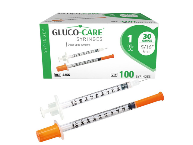 1 ml/cc Syringes 30G x 5/16 (8mm), Orange Cap, 100/box Fine Tip, Home & Lab Use, Clear Barrel, Bold Scale, Smooth Plunger Movement with back-end...