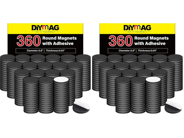 Magnets with Adhesive Backing, 360P Flexible Fridge Magnetic Dots (Pack of 2)