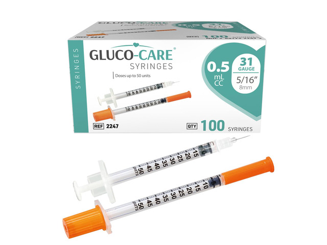 0.5 ml/cc Syringes 31G x 5/16 (8mm), 100/box Fine Tip, Home & Lab Use, Clear Barrel, Bold Scale, Smooth Plunger Movement with back-end stopper,...