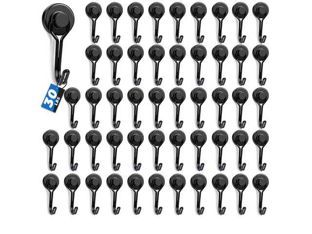 Swivel Swing Black Magnetic Hooks, 50PCS 30lbs Magnet Hook Heavy Duty Strong Magnets Refrigerator Fridge Hanging for Classroom Beach Vacation...