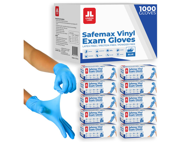 Synthetic Vinyl Exam Gloves Powder-Free, Latex-Free, Disposable, Ultra-strong, Food Safe, Healthcare, Cleaning