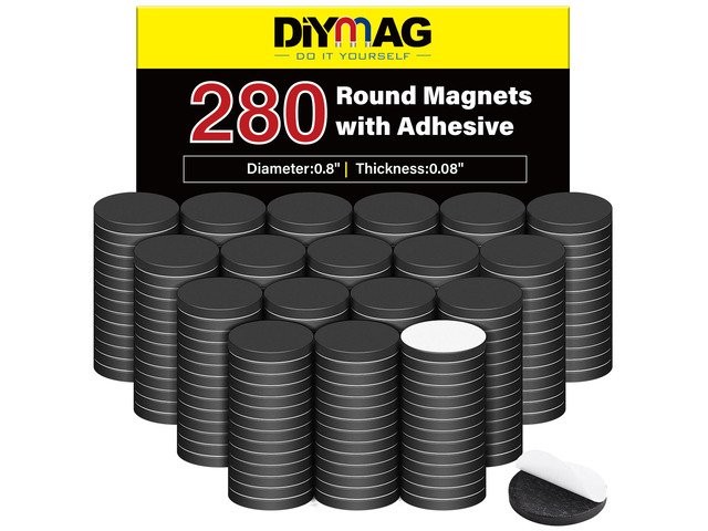 Magnets with Adhesive Backing, 280P Flexible Fridge Magnetic Dots 0.8 x 0.08 Classroom Must Have Round Magnetic Tape Flexible Sheets for Crafts...