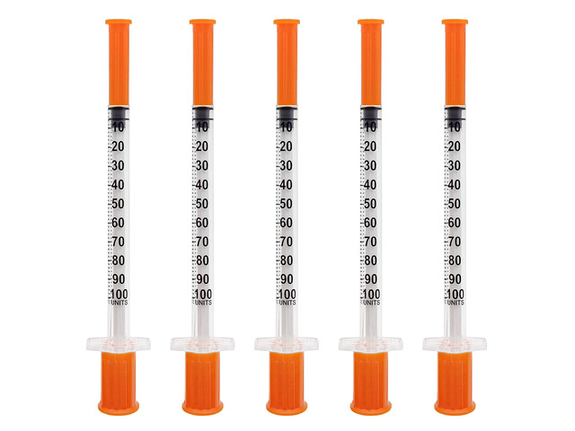U-100 1mL Syringe with 30G 1/2 inch Needles Individual Package Pack of 100