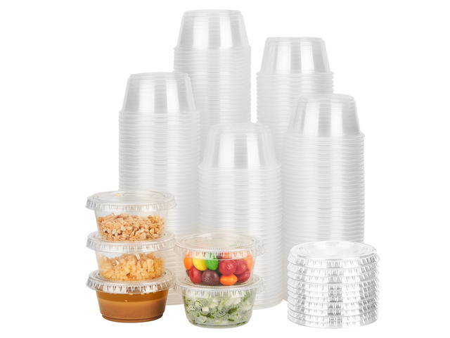 2 oz 500 pack Jello Cups with Lids, Disposable Souffle Cups with Lids, Clear Portion Cups for Dipping Sauce, Salad Dressing, Samples, Meal Prep,...