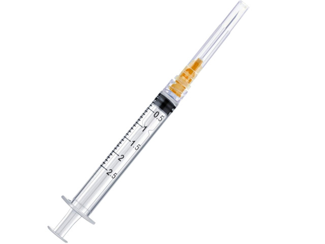100 Pack Disposable 2.5ml/cc Lab Syringes with 25Ga 1 Inch Needle Luer Lock, Individually Sealed Packed
