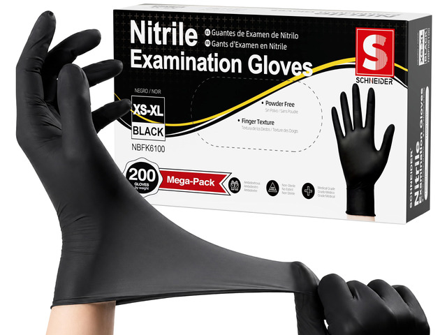 Black Nitrile Gloves, Gloves Disposable Latex Free, Powder Free 3-Mil, Medical Exam Glove, Food Safe Gloves, Cooking Gloves, Cleaning Gloves...
