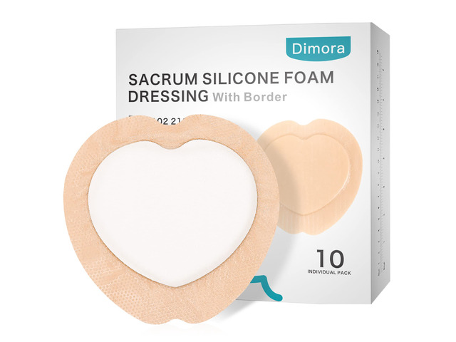 Sacrum Foam Dressing Silicone Adhesive Bandages 7' x 7' (10 Packs) 5-Layer Megasorb silicone border, waterproof sacral pad, absorbent breathable...
