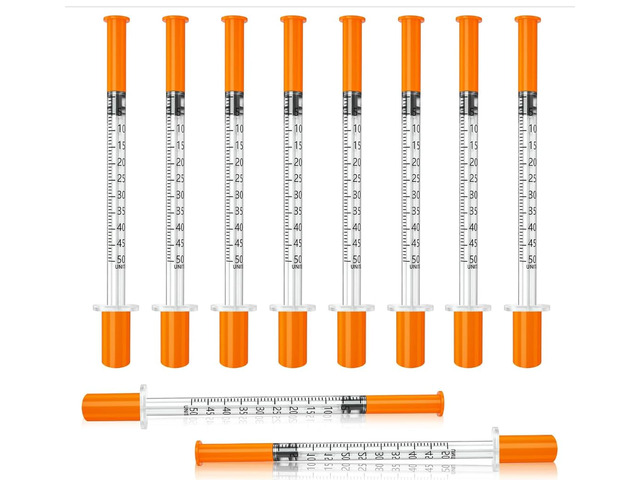 Jeringas con agujas para inyectar, 30G 1ml/cc 1/2' (12.7mm) jeringas de insulina, Pack of 100