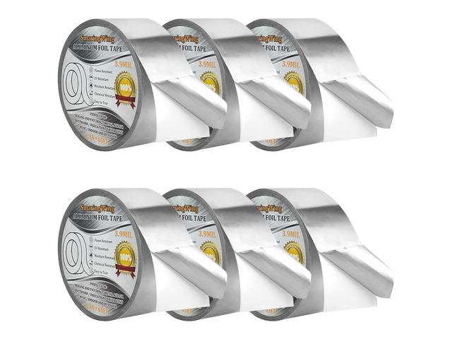 6Rolls Aluminum Foil Tapes, HVAC Duct Tape Heavy Duty, Silver Metal Adhesive Insulation Tape (3.9mil, 2'x65 Feet) High Temperature for Pipe...