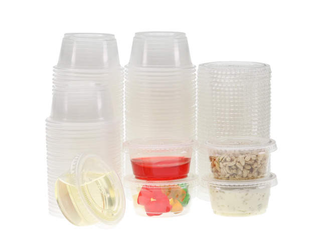 Plastic Portion Cups with Lids [2 Ounce, 400 Set] Disposable Plastic Cups for Meal Prep, Salad Dressing, Jellos Shot Cups, Souffle Cups, Condiment...